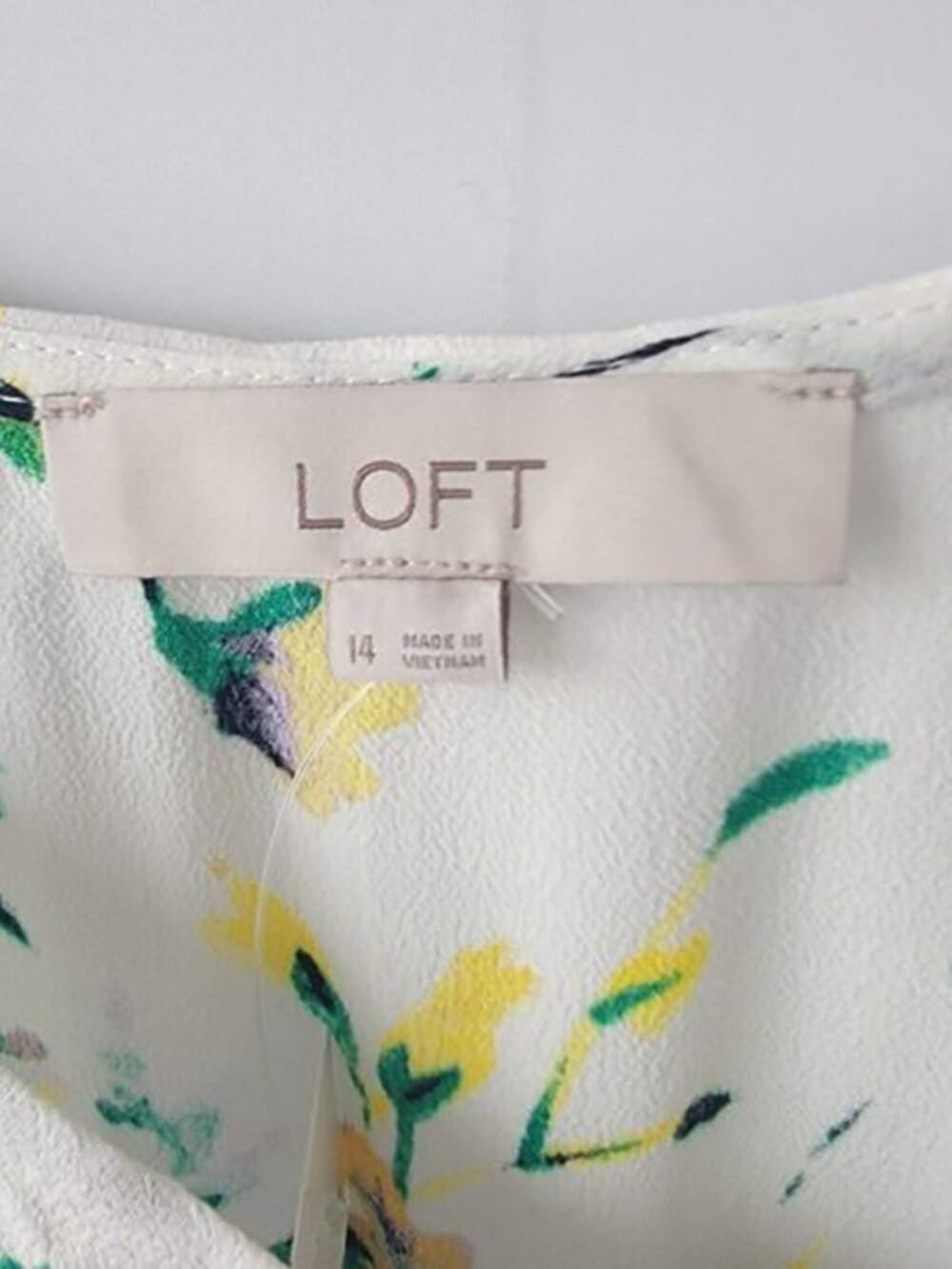 Loft womens Floral Button Ruffle Midi Dress size 14 button front tie wasit - Picture 7 of 8